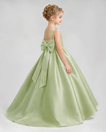 Dideyttawl Flower Girl Dress with Thick Straps and Statement Back Bow