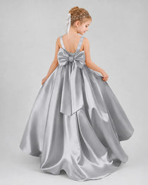 Dideyttawl Flower Girl Dress with Thick Straps and Statement Back Bow