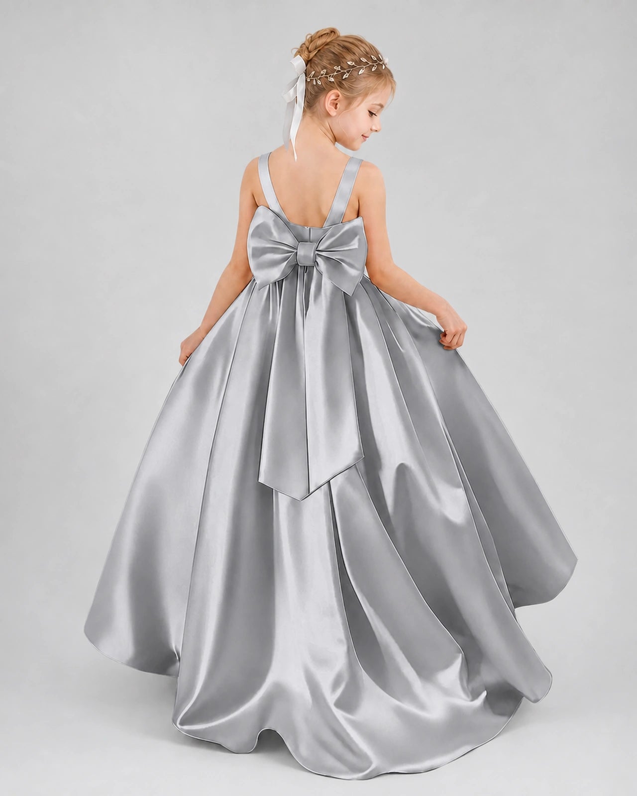 Dideyttawl Flower Girl Dress with Thick Straps and Statement Back Bow
