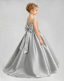 Dideyttawl Flower Girl Dress with Thick Straps and Statement Back Bow