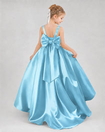 Dideyttawl Flower Girl Dress with Thick Straps and Statement Back Bow