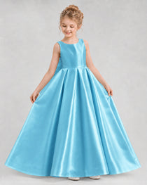 Dideyttawl Flower Girl Dress with Thick Straps and Statement Back Bow