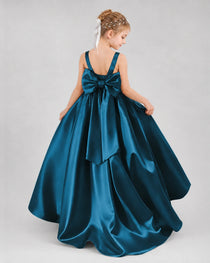 Dideyttawl Flower Girl Dress with Thick Straps and Statement Back Bow