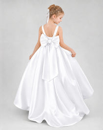 Dideyttawl Flower Girl Dress with Thick Straps and Statement Back Bow