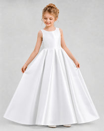 Dideyttawl Flower Girl Dress with Thick Straps and Statement Back Bow