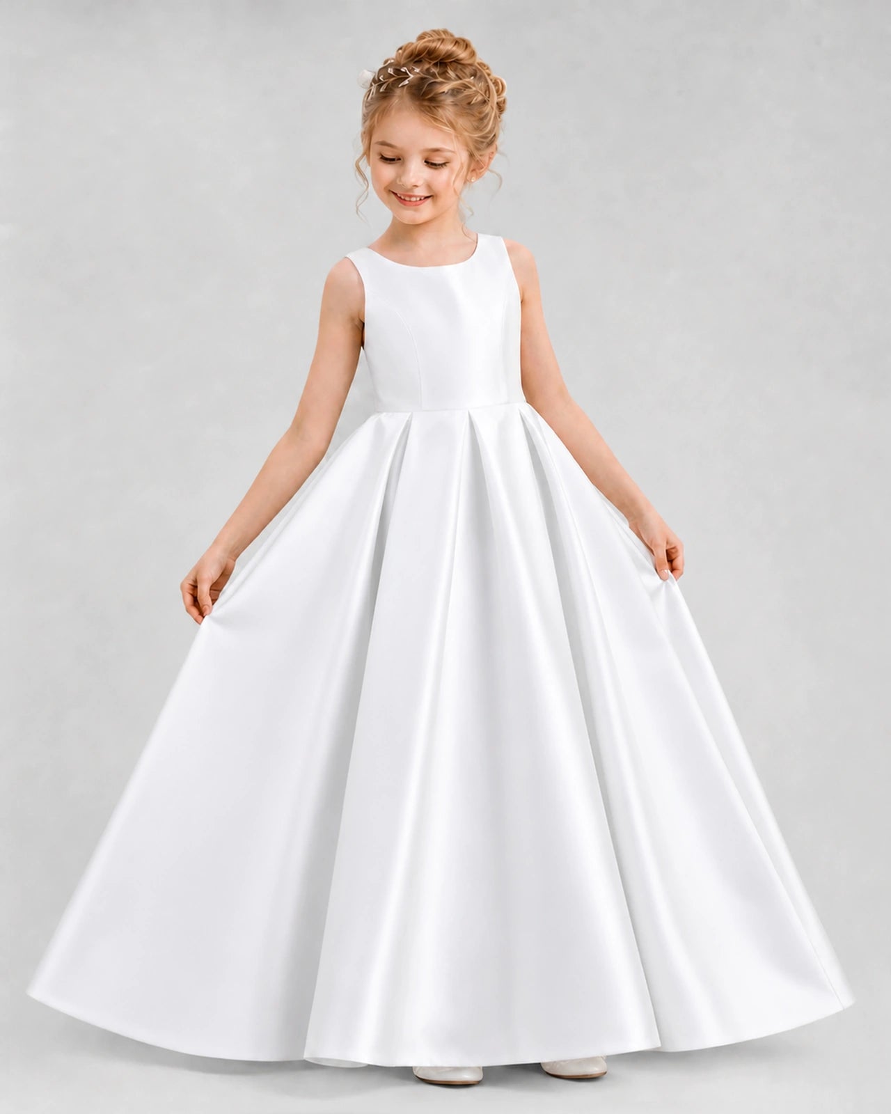 Dideyttawl Flower Girl Dress with Thick Straps and Statement Back Bow