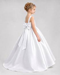 Dideyttawl Flower Girl Dress with Thick Straps and Statement Back Bow