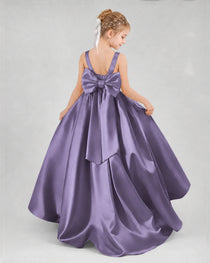 Dideyttawl Flower Girl Dress with Thick Straps and Statement Back Bow