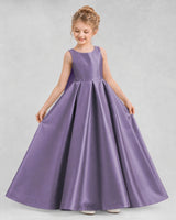 Wisteria Satin A-line Flower Girl Dress Front View