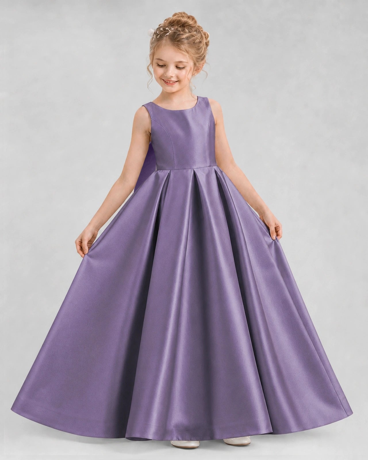 Dideyttawl Flower Girl Dress with Thick Straps and Statement Back Bow