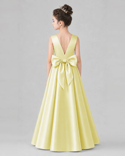 Daffodil Satin A-line Girls Formal Dress Back View