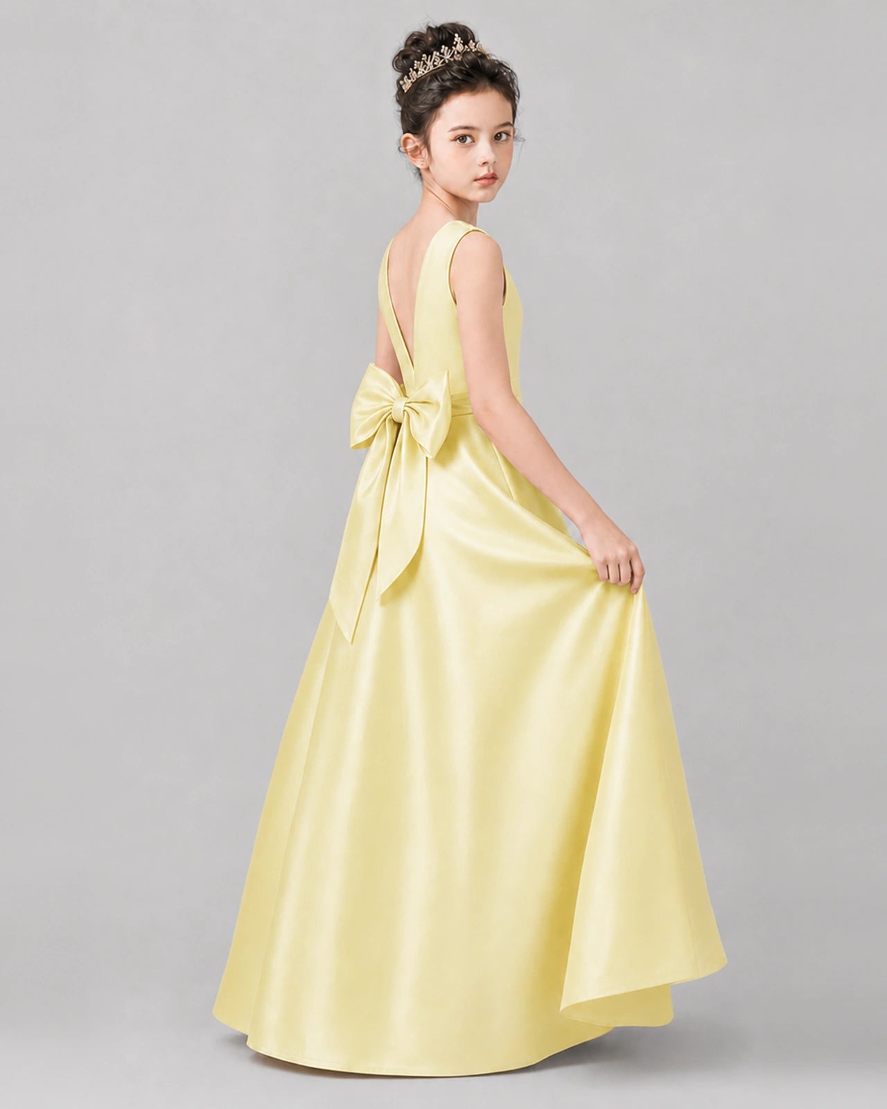 Daffodil Satin A-line Girls Formal Dress Side View