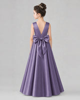 Wisteria Satin A-line Girls Formal Dress Back View
