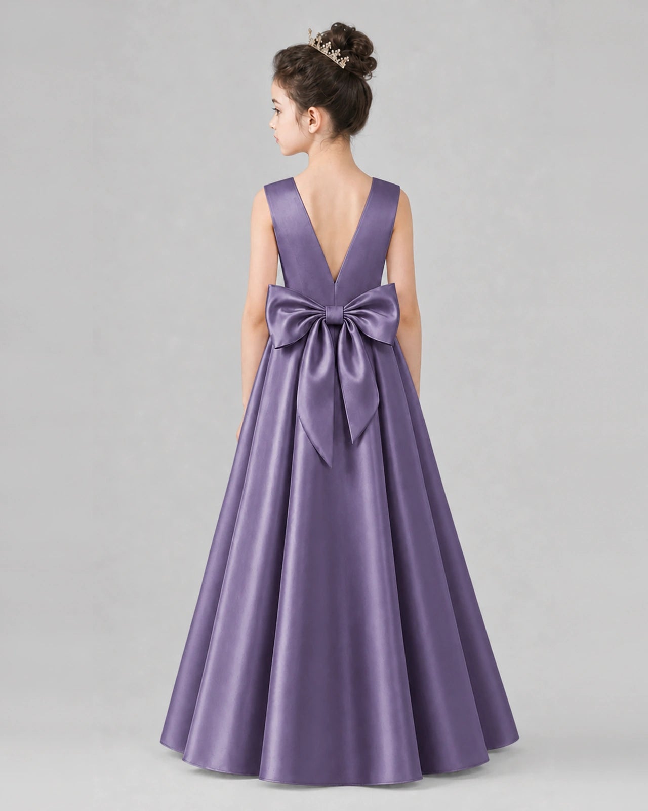 Wisteria Satin A-line Girls Formal Dress Back View