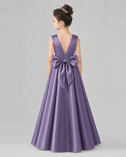 Wisteria Satin A-line Girls Formal Dress Back View