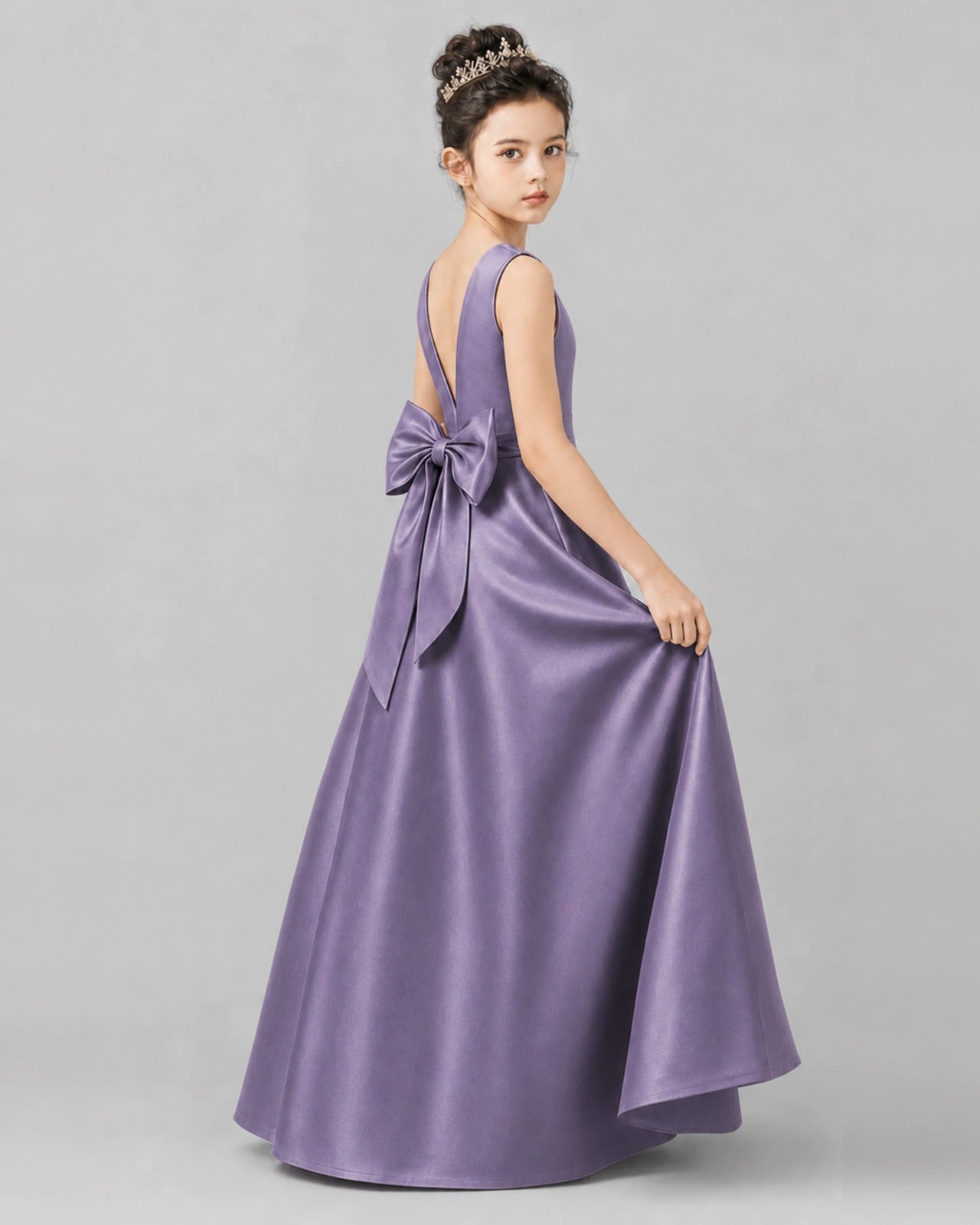 Wisteria Satin A-line Girls Formal Dress Side View