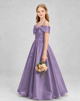Wisteria Satin A-Line Girls Formal Dresses Side View