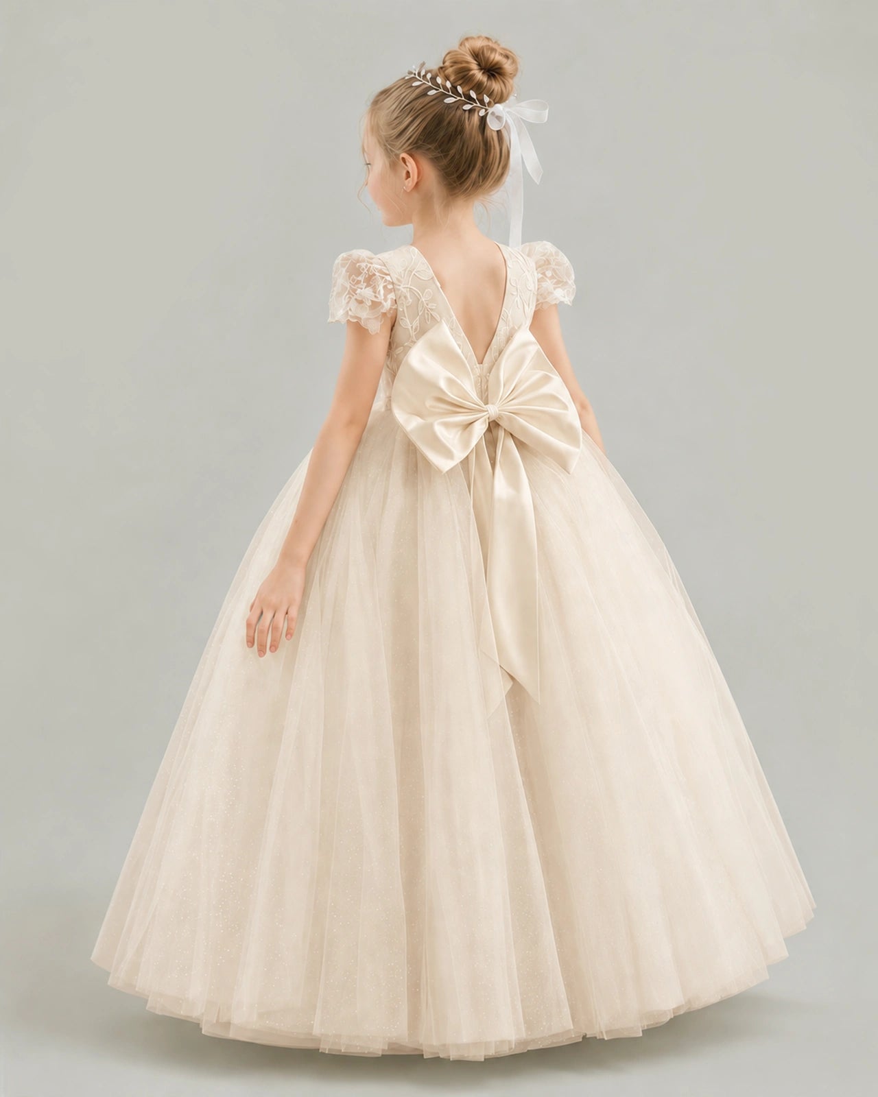 Champagne Tulle Flower Girl Dress