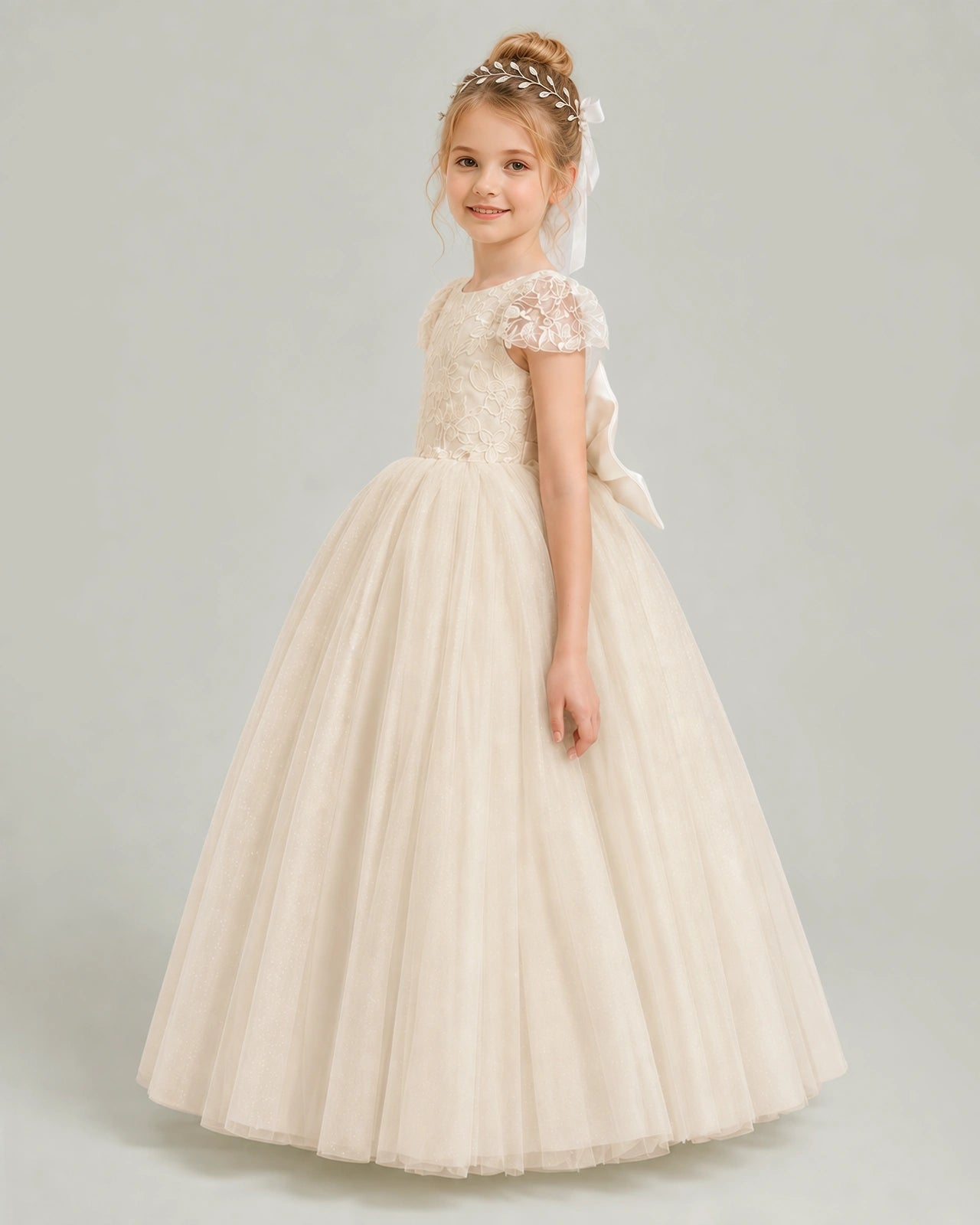 Champagne Tulle Flower Girl Dress