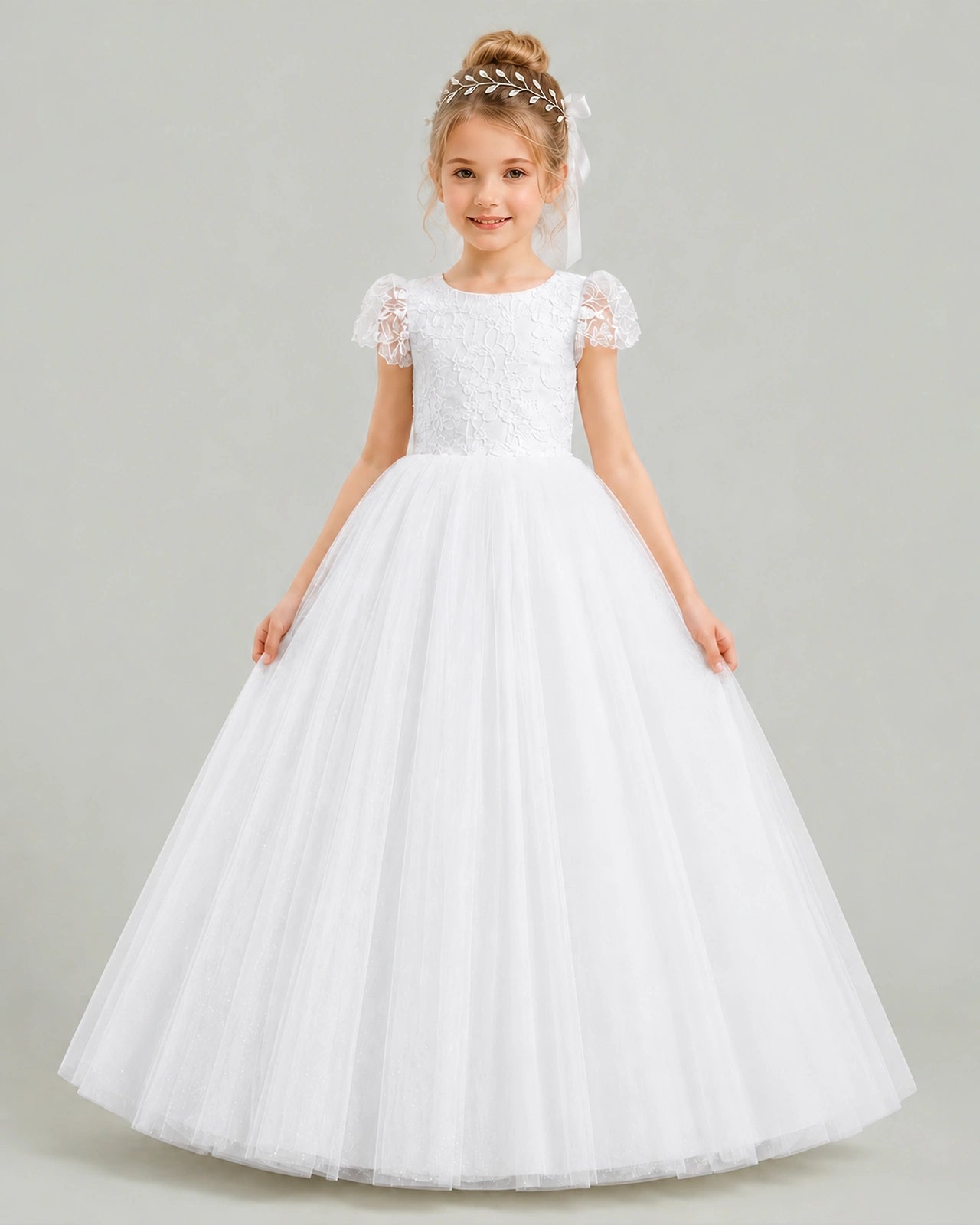 White Tulle Flower Girl Dress