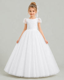 White Tulle Flower Girl Dress