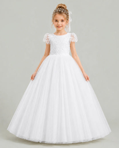 White Tulle Flower Girl Dress