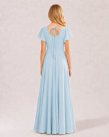 Baby Blue Chiffon A-line Junior Bridesmaid Dress Back View