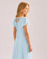 Baby Blue Chiffon A-line Junior Bridesmaid Dress Side View