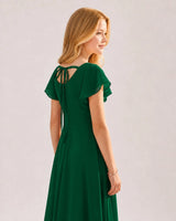 Dark Green Chiffon A-line Junior Bridesmaid Dress Side View