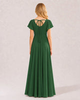 Emerald Green Chiffon A-line Junior Bridesmaid Dress Back View