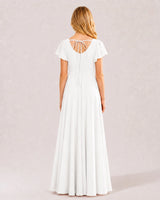 Ivory Chiffon A-line Junior Bridesmaid Dress Back View