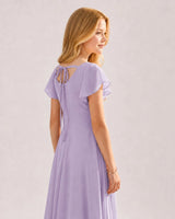 Lavender Chiffon A-line Junior Bridesmaid Dress Side View