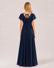Dideyttawl Chiffon Junior Bridesmaid Dress with Flutter Sleeves
