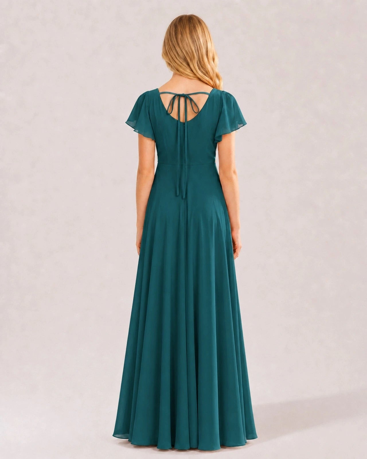 Dideyttawl Chiffon Junior Bridesmaid Dress with Flutter Sleeves Imagen secundaria del producto