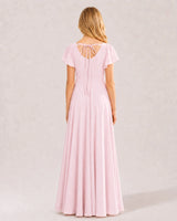 Pink Chiffon A-line Junior Bridesmaid Dress Back View