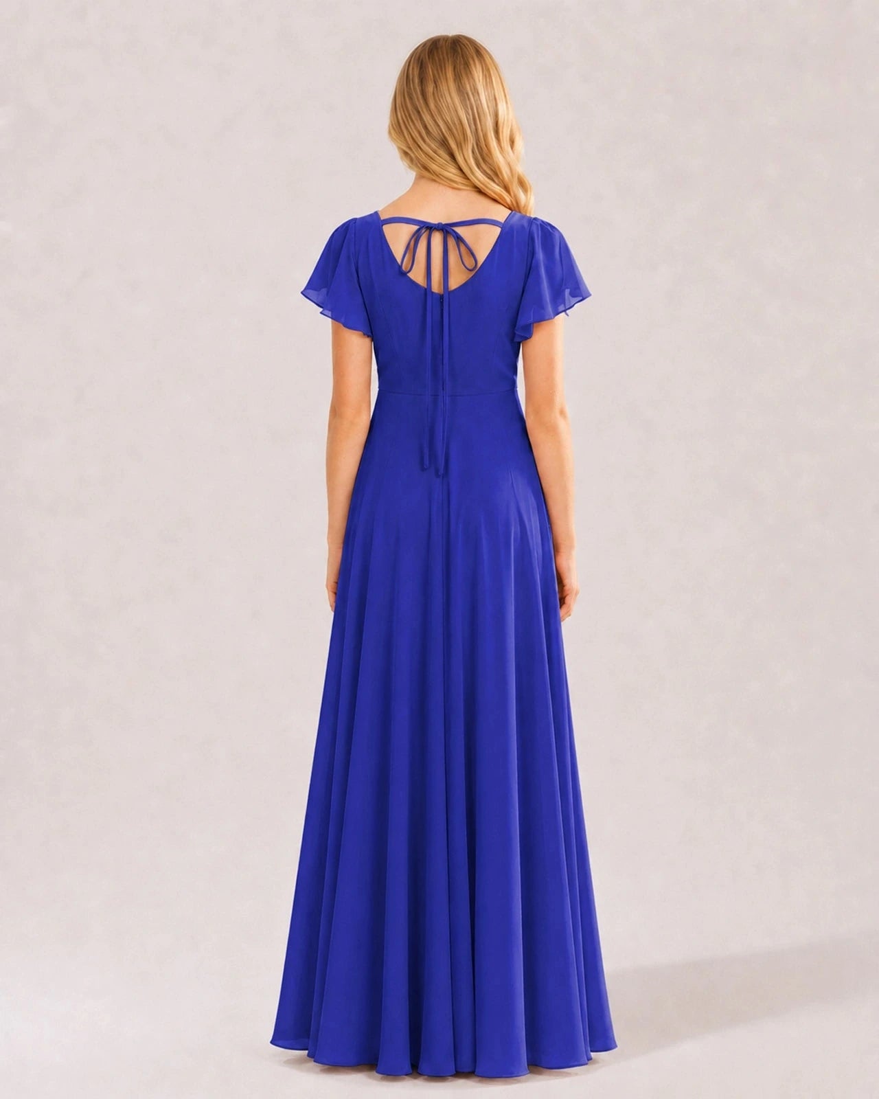 Dideyttawl Chiffon Junior Bridesmaid Dress with Flutter Sleeves