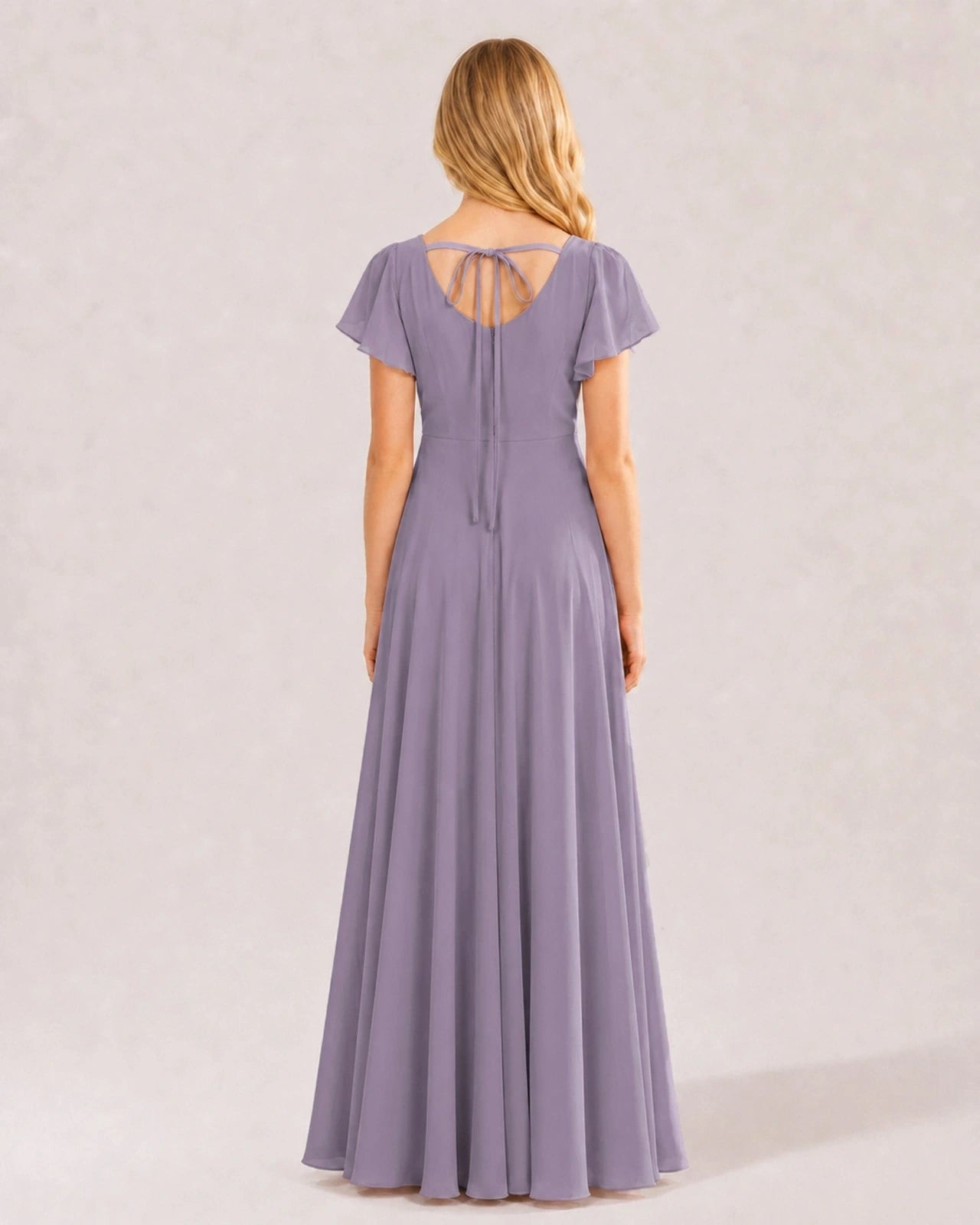 Wisteria Chiffon A-line Junior Bridesmaid Dress Back View