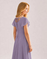 Wisteria Chiffon A-line Junior Bridesmaid Dress Side View