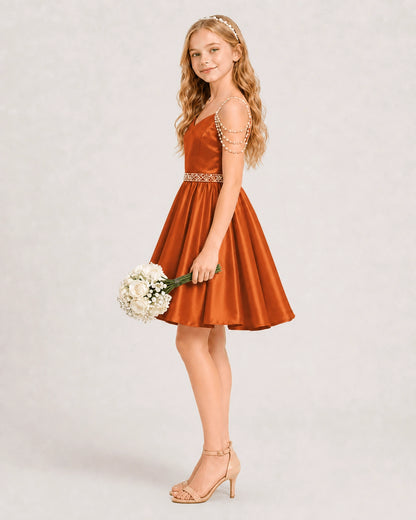 Burnt Orange Girls Prom Dress