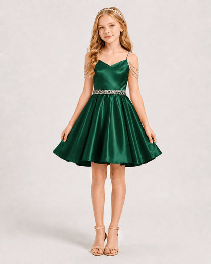 Dark Green Girls Prom Dress