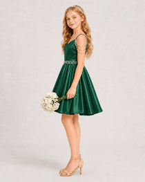 Dark Green Girls Prom Dress