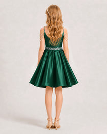Dark Green Girls Prom Dress