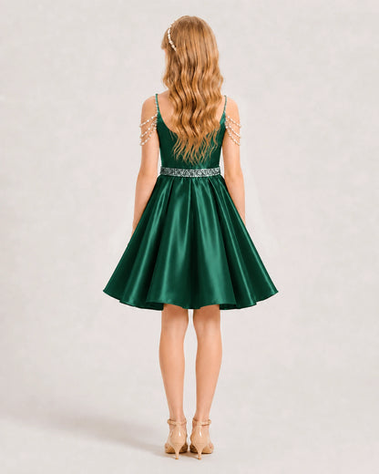 Dark Green Girls Prom Dress