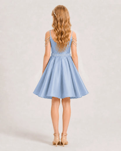 Dusty Blue Girls Prom Dress