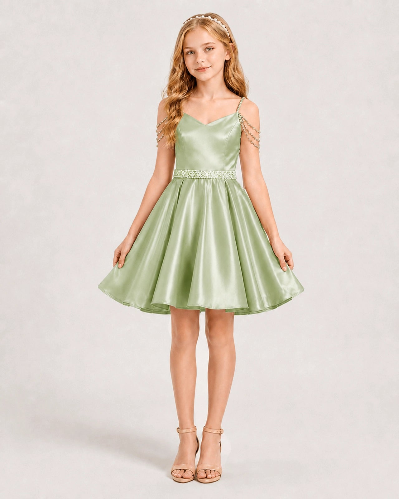 Sage Green Girls Prom Dress