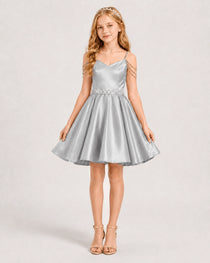 Silver Girls Prom Dress
