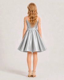 Silver Girls Prom Dress
