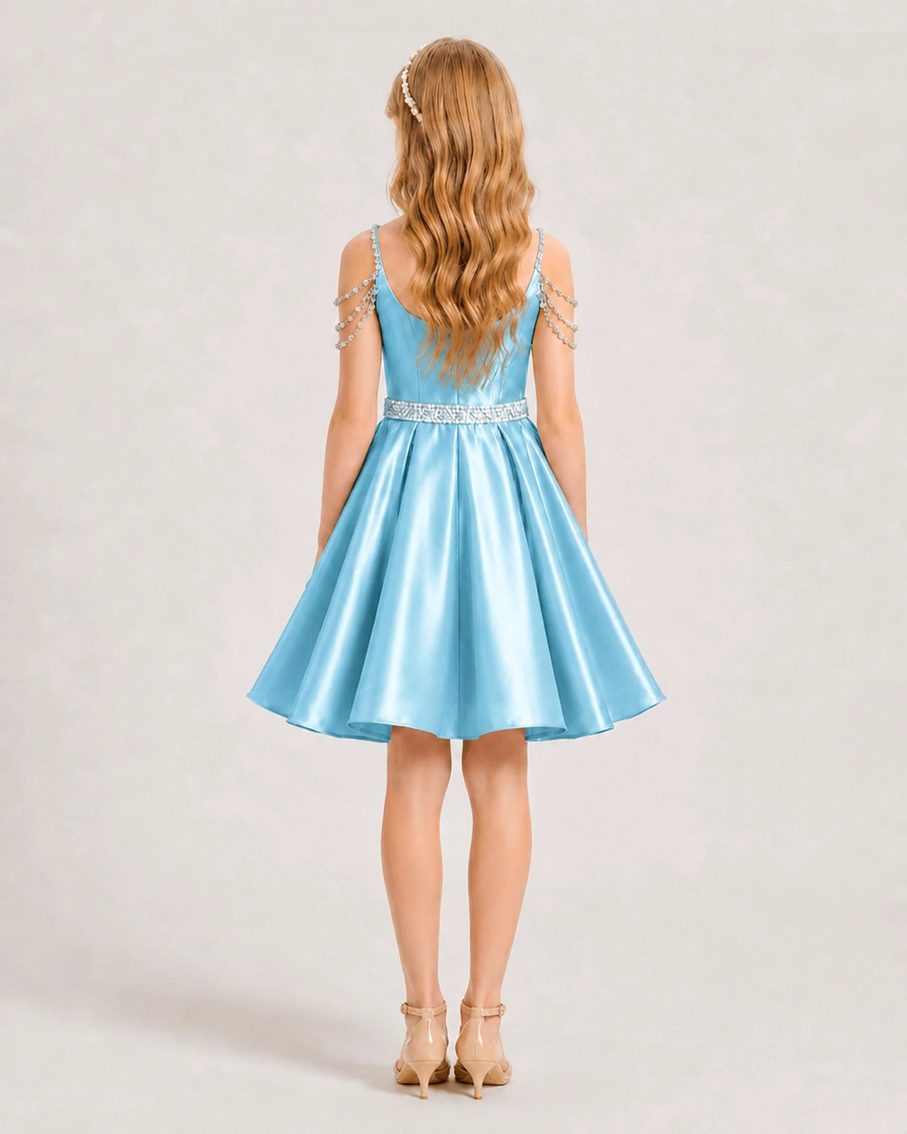 Sky Blue Girls Prom Dress
