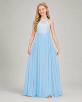 Baby Blue Chiffon A-line Junior Bridesmaid Dress Front View