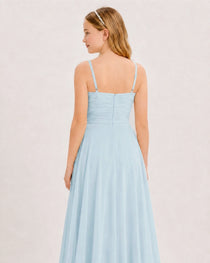 Dideyttawl Chiffon Junior Bridesmaid Dress with High-Low Ruffle Layers